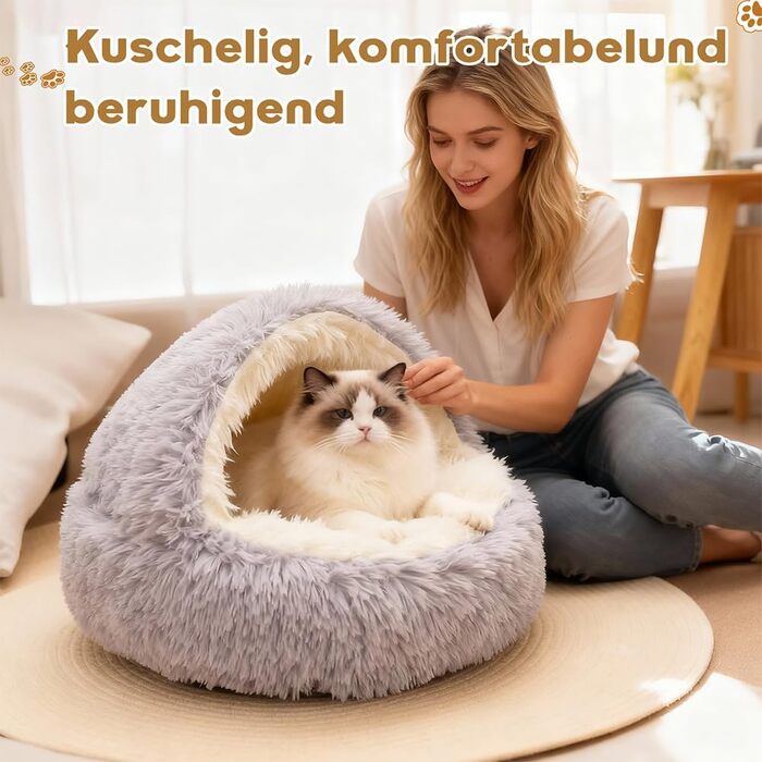 М'яке ліжко для кота, 50 см, затишне котяче ліжечко для маленьких кошенят та великих котів, миється, підходить для собак, тепле зимове ліжко для котів та собак