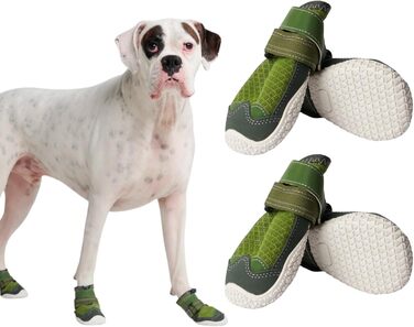 Зручні собачі чоботи Spark Paws – неслизькі, дихаючі, захист лап для літа та походів, міцні, набір 4 шт. – Зелені, розмір 5.0 см | 10-15 кг
