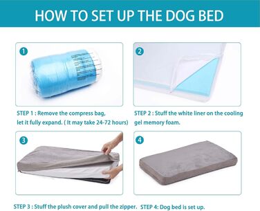 Ортопедичне ліжко для собак з Memory Foam, охолоджуюче ліжко для великих собак, водонепроникне ліжко для клітки з знімним, пральним чохлом, розмір XXL (119,4 см, 50 кг)