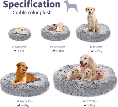 М'яке кругле ліжко для собак та котів. Кругле ліжко-бублик для середніх собак та котів, м'яке та тепле, Ø 60 см, темно-сірий колір
