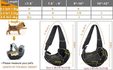 Транспортувальна сумка-переноска для собак та котів, чорна, 45 x 13 x 28 см (2-4.5 кг)