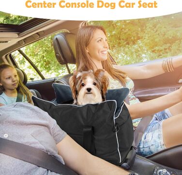 Автокрісло для собак та котів, середньорозмірне, знімний, миючий, з хутром, для цуценят, м'яке та тепле, S (Чорний, Маленький)