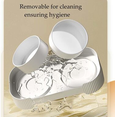 Дві миски для котів білого кольору, запобігають болю в шиї, миска для домашніх тварин, знімна, проти блювоти, керамічна миска, запобігає перекиданню, миска для корму котів з іграшковим м'ячиком, для кошенят, цуценят, собак, зелена, 33*17*6 см