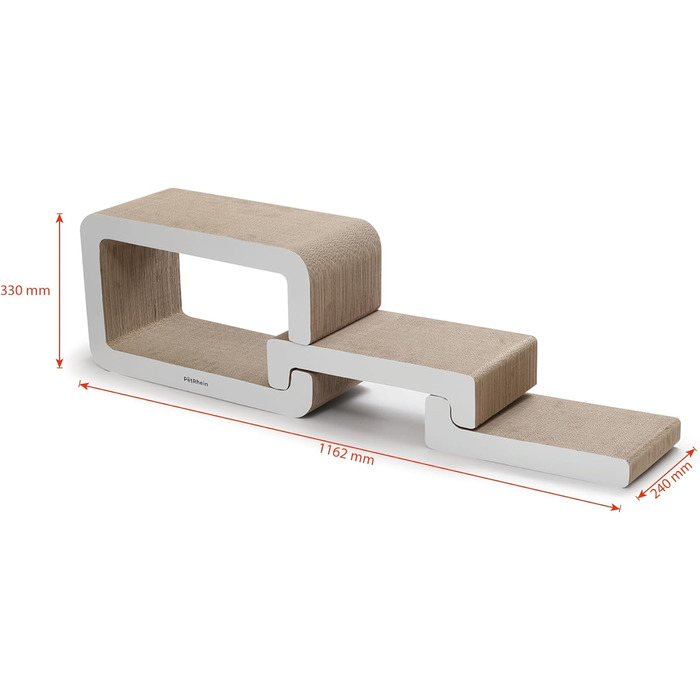 PetRhein 3-в-1 Кігтеточка для котів, велика XXL картонна кігтеточка, багатофункціональні меблі для котів з пандусом та будиночком, розтягується до 116 см, міцна завдяки стільниковій структурі, килимок для кількох котів