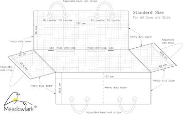 Накладка на сидіння автомобіля Meadowlark® для собак - водовідштовхувальна, повна комплектація, сітчасте вікно, захист від бруду та подряпин
