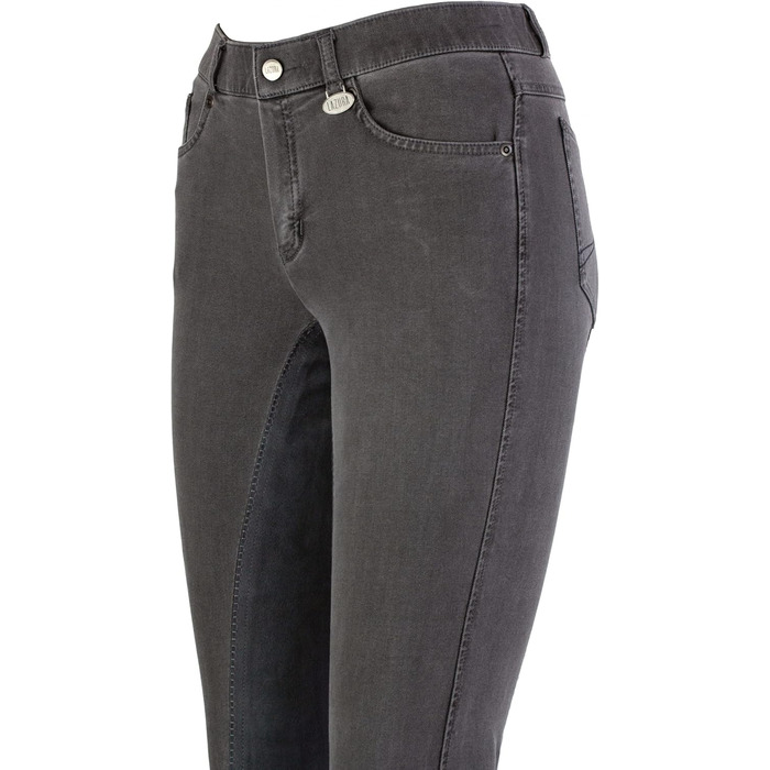 Лазура - жіночі рейтузи Джодхпур Діна | Джинсові рейтузи з повним обтиском | Дихаючі та еластичні рейтузи | Джинсові рейтузи з 2 кишенями | Рейтузи для верхової їзди в 3 кольорах | Розміри 36-46 (44, світло-сірий/асфальт)