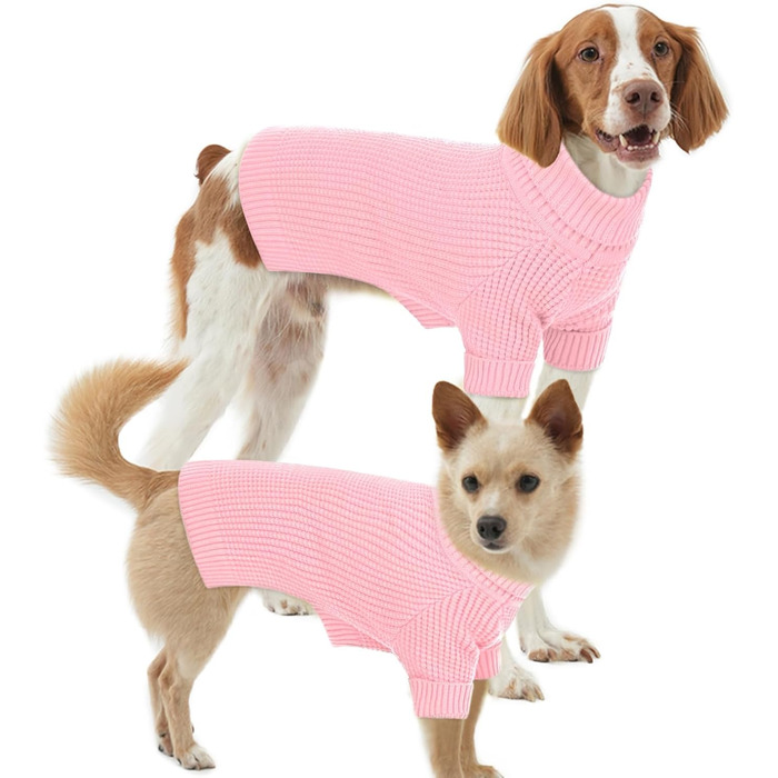 Теплий зимовий пуловер для собак малих та середніх порід, рожевий, M