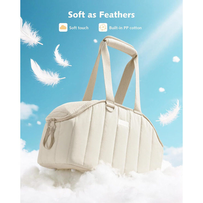 Транспортна сумка для собак Pecute, 4 кг, кремового кольору. Легка, складна переноска для собак та котів, ідеальна для подорожей