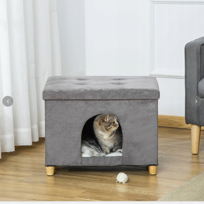 Складаний підніжка-будиночок для котів PawHut, сірий