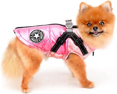 Водонепроникна зимова куртка для собак та котів SALLLEE LUCKY STORE з кільцем D, рожева, XL