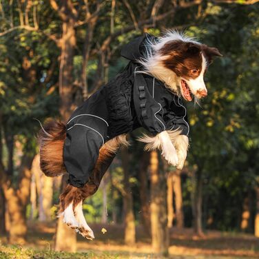 Регульована дощова куртка для собак OneTigris RIDERSTORM, чорна, XL (машинне прання)