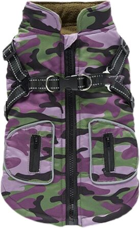 Зимова куртка для собак, світловідбиваючий одяг для собак, розмір S, жилет з інтегрованим шлейкою, одяг для домашніх тварин з світловідбиваючими смугами для маленьких та середніх собак