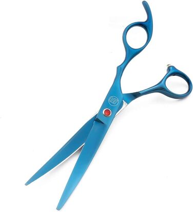 Професійний набір для стрижки собак Moontay: 4 ножиці (пряма, вигнута вгору, вигнута вниз, фінішна) з JP нержавіючої сталі, 17.8 см (7 дюймів), блакитний