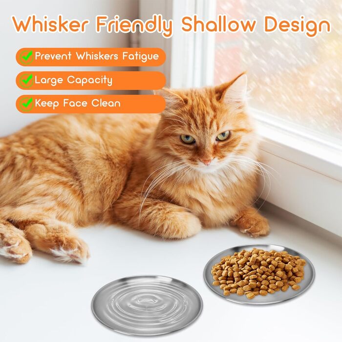 Набори мисок для котів та дрібних тварин Elisabe Katzennapfe (6 шт.) з нержавіючої сталі, 17 см, антиковзний, проти втоми вусів