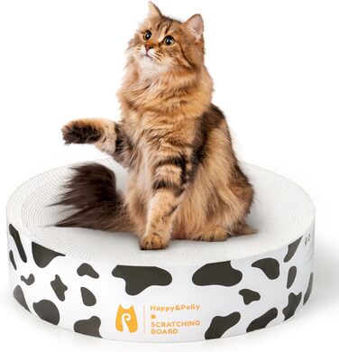 Кігтеточка Happy&Polly для котів: кругла, двостороння, з якісної картонної основи, 40x40x10 см