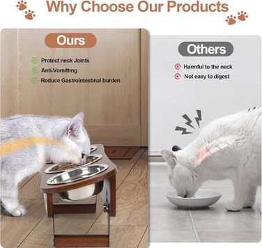 Підвищені годівниці для котів 3 шт. з регульованою висотою, з підставкою, з нержавіючої сталі, для води та корму, для котів та маленьких собак, коричневі