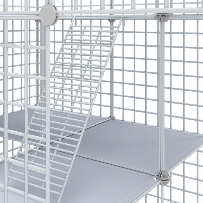 Клітка для котів домашня, металевий вольєр на 4 рівні з 3 сходами, 107x72x142см