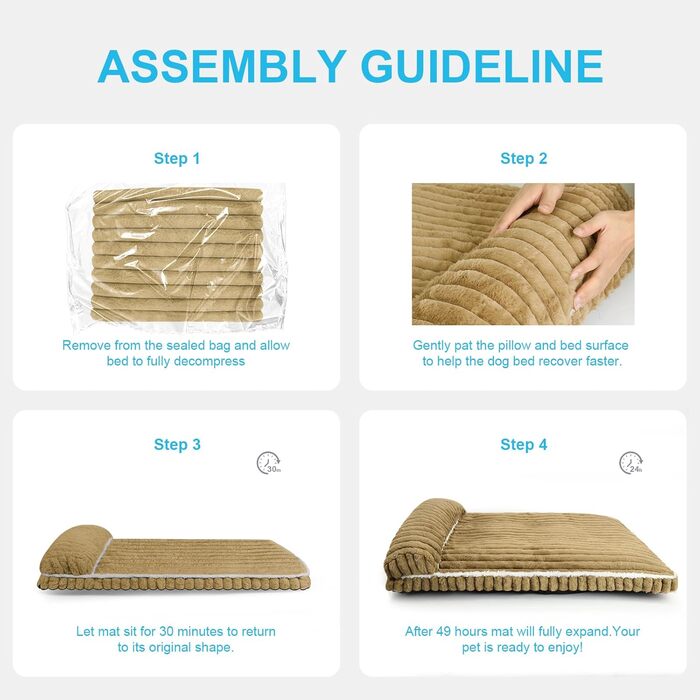 Комфортне ліжко для собак великих порід, знімний та пральний чохол, плюшеве ліжко Deluxe для клітки, неслизька підстилка для тварин, матрац для собачої будки (X-Large, Коричневий)