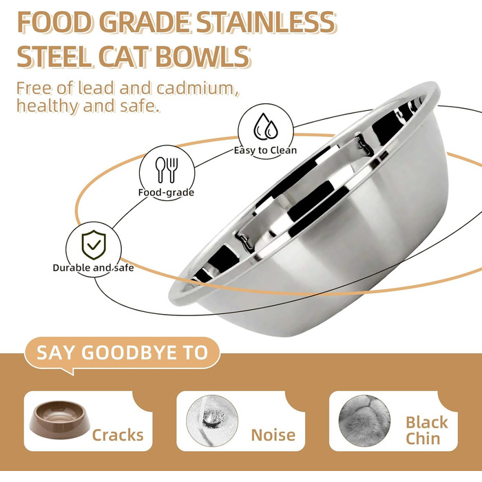 Підвищений годівниця для котів, набір мисок для їжі та води для котів, стійкий до бризок, з 2 мисками з нержавіючої сталі, рожевий