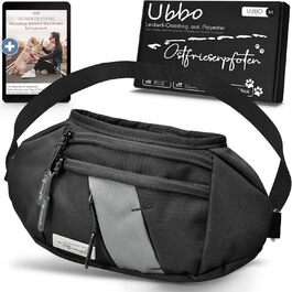Сумка для ласощів для собак Ostfriesenpfoten® 'Ubbo' з високоякісного поліестеру, чорна. З магнітним закриттям та змінним внутрішнім підкладкою.