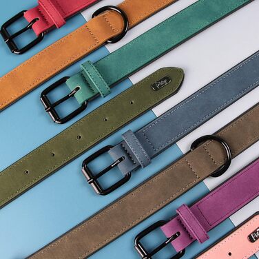 Нашийник для собак Didog з м'якої шкіри, дихаючий, міцний, з регульованою металевою застібкою, зелений, L, 33-43 см, 10-20 кг