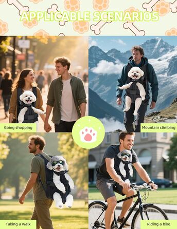 Рюкзак для тварин: переноска для собак та котів, регульована, чорний, L