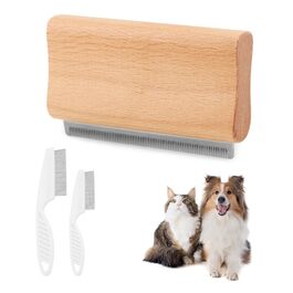 Набір з 3 щіток для вичісування шерсті собак та котів, інструмент для видалення шерсті з 2 гребінцями для собак, котів, коней, безболісне доглядове обладнання для короткої шерсті