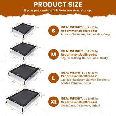 Зручне лежанка для собак Nobleza Hundeliege Outdoor, великий розмір, для вулиці та кемпінгу, з піднятим бортиком, чорний, 105x80x20 см (124x90x20 см)