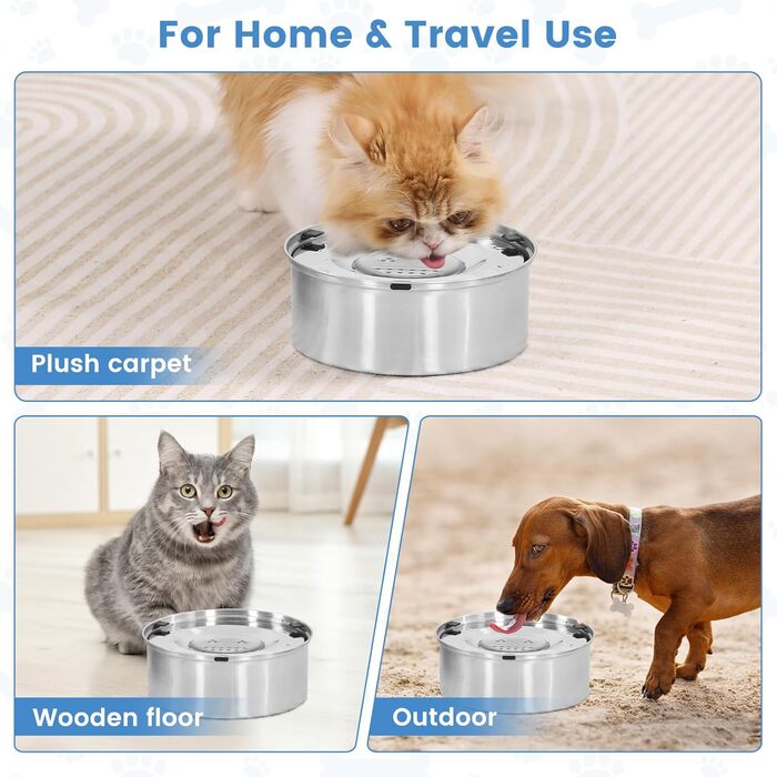 Миска для собак IDOGCHEW з нержавіючої сталі, проти облизування, з неслизьким дном, 1л, срібна