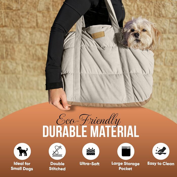 NoblePup Сумка-переноска для тварин, м'яка, плюшева, з надійним кріпленням, легка, для маленьких собак та цуценят, кремового кольору