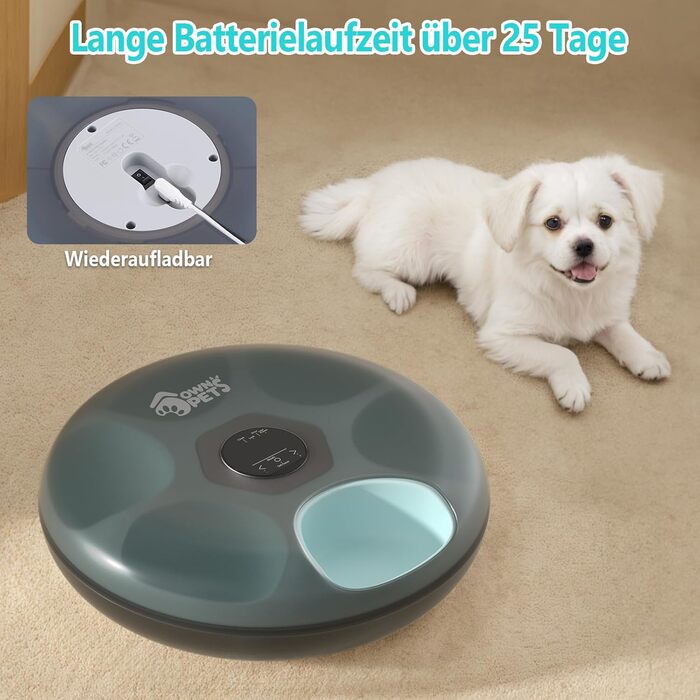 Ownpets Автоматична годівниця для котів і малих собак на 6 порцій, для вологого та сухого корму, з 2 охолоджувачами, програмований автогодівник