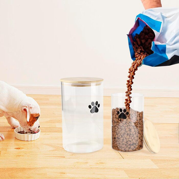 Набір контейнерів для ласощів для собак та котів Geyecete (4L+2L) з дерев'яною кришкою