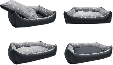 Ліжко для собак Odolplusz з двостороннім подушкою 100x70 см | Зручне собаче ліжко | Подушка з гіпоалергенного поліуретану (Сірий - Зірки)