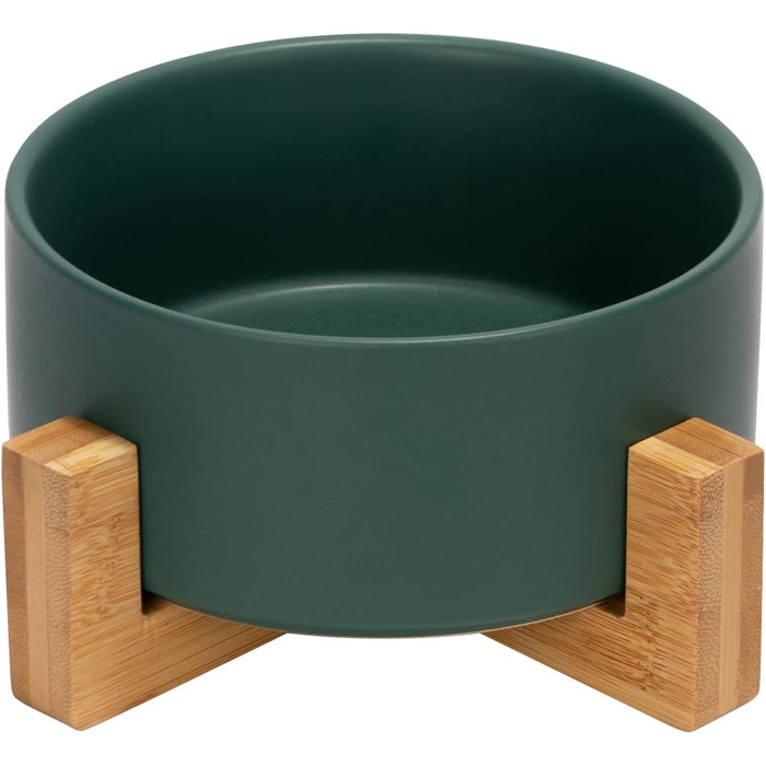 Миска для собак та котів SpunkyJunky з кераміки, 850 мл, зелена