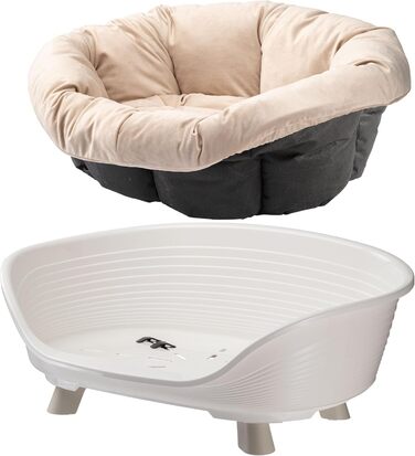 Підвищене ліжко для собак та котів Ferplast Throne, з бавовняним матрацом, білий, 61.5 x 45 x 26 см