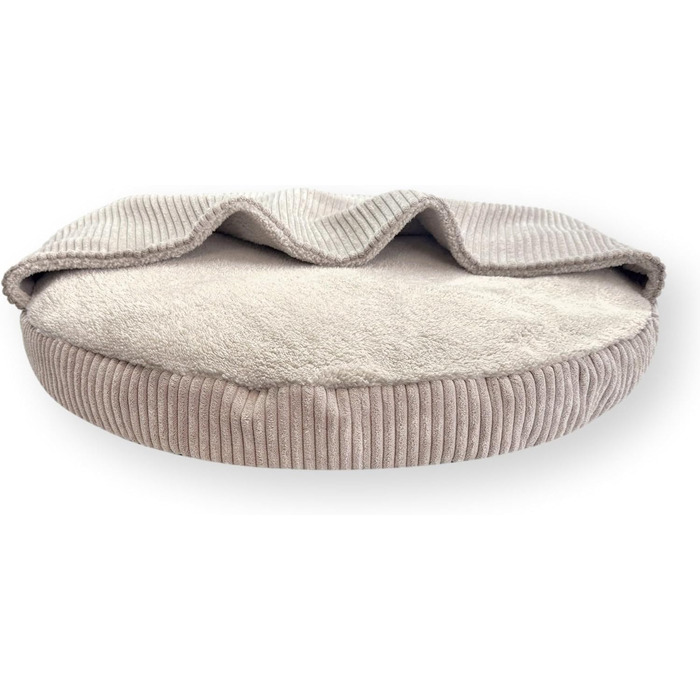 4L Textil Hundebett Vigo з капюшоном: лежанка-будка для собак, ковдра, кошик, спальний мішок, лежанка з корду, подушка для собак середніх розмірів (Бежевий, 90 x 90 x 12 см)