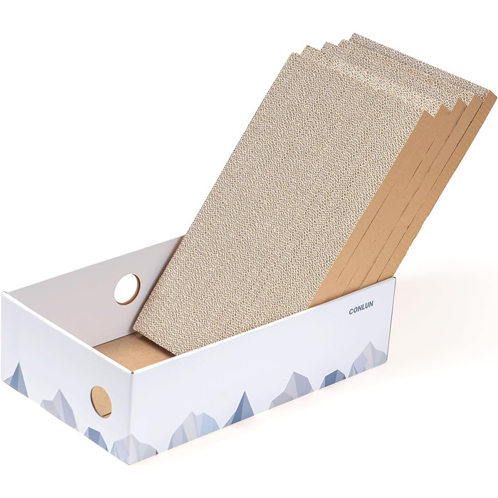 5-Piece Conlun Cat Scratch Box Set with Scratching Pad - Large, White