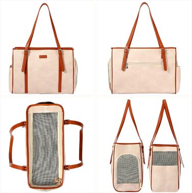 Сумка-переноска для собак Lasaviin: стильна, з натуральної шкіри, для маленьких собак, котів, цуценят, дозволена авіаперевезеннями