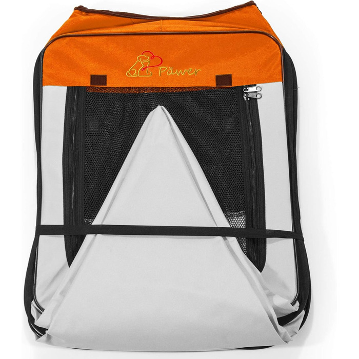 Портативний вольєр для тварин Pawer, 114x61 см, 8 панелей, оранжево-сірий, з можливістю персоналізації, 600D Oxford, для котів/собак/цуценят