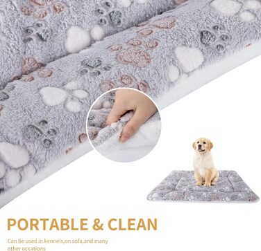 М'яка тепла підстилка для собак та котів з флісу, 69x52 см / 89x68 см, сіра лапка