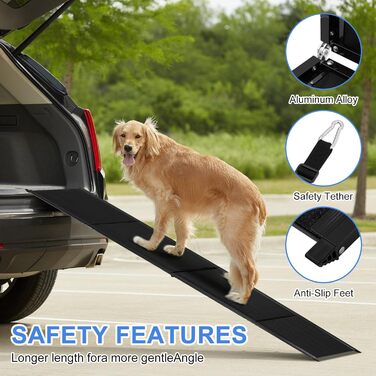 Рампа для собак, розкладна, 180 см, для авто, вантажівок та SUV, до 130 кг, алюмінієвий каркас