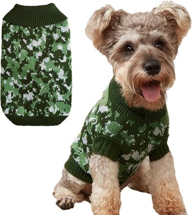 Світшот для собак Jecikelon, камуфляж, з коміром-стійкою, теплий, для маленьких собак та котів, розмір L, зелений