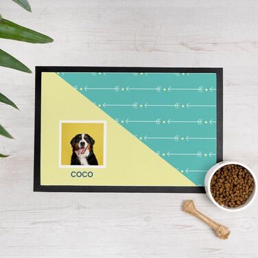 Індивідуальна підставка під миску для собак та котів Wanapix з іменем та фото | Нековзна гумова база | 60 x 40 см