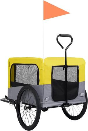 Причіп для собак на велосипеді vidaXL 2в1, жовтий – причіп-візок для собак, жовтий