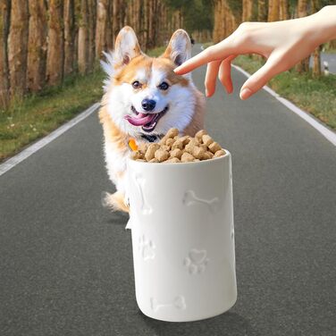 Керамічна ваза для ласощів для собак та котів, 22,9 x 12,7 см, велика, з кришкою, у стилі фермерського дому