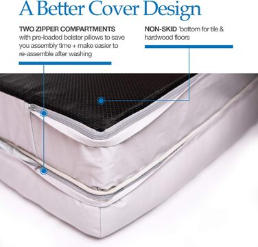 Ліжко для собак PetFusion з memory foam, 91 x 71 x 23 см, пісочник (плюш)