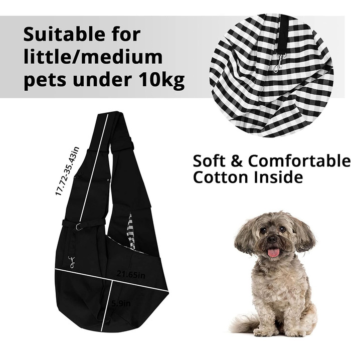 Транспортна сумка для собак та інших домашніх тварин Lyneun, регульована, дихаюча, для прогулянок та активного відпочинку (чорна)