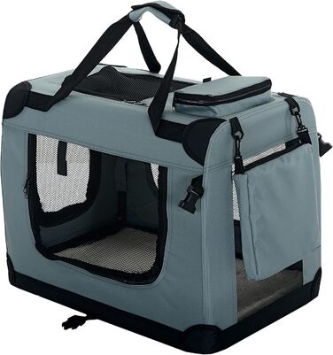 Складана транспортна коробка для собак і котів PET VIOLET, 70x52x50 см, сіра, переноска для авто