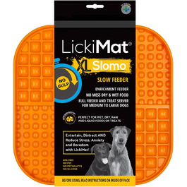 LickiMat Slomo XL – повільна годівниця для собак середніх та великих порід, помаранчевого кольору