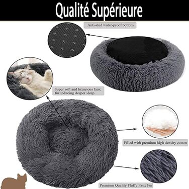 Ортопедичне круглі ліжко для собак XL: м'яке, кушетка з Memory Foam для великих собак (Лабрадор, Граунд). Можливість прання. Сірий колір.